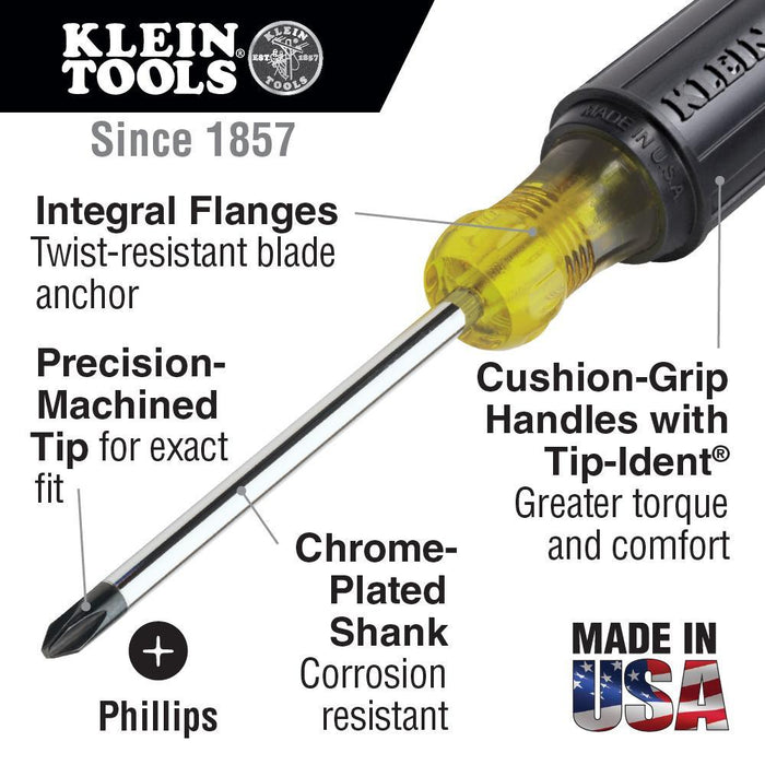 Klein Tools #1 Phillips Screwdriver, 3-Inch Round Shank, Model 603-3 - Orka