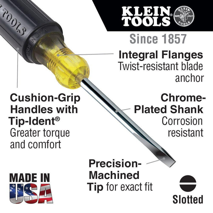 Klein Tools 3/16-Inch Cabinet Tip Screwdriver 4-Inch, Model 601-4