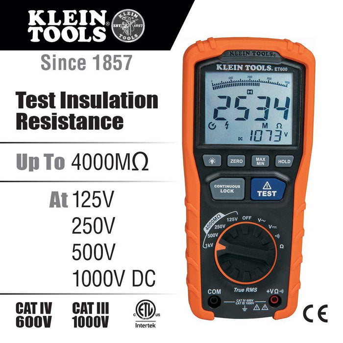 Klein Tools Insulation Resistance Tester, Model ET600 - Orka
