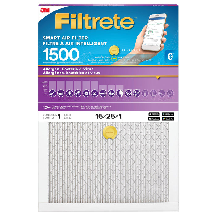 3M Filtrete Smart Allergen, Bacteria & Virus Filter, Model MPR 1500, 16x25x1 in - Orka