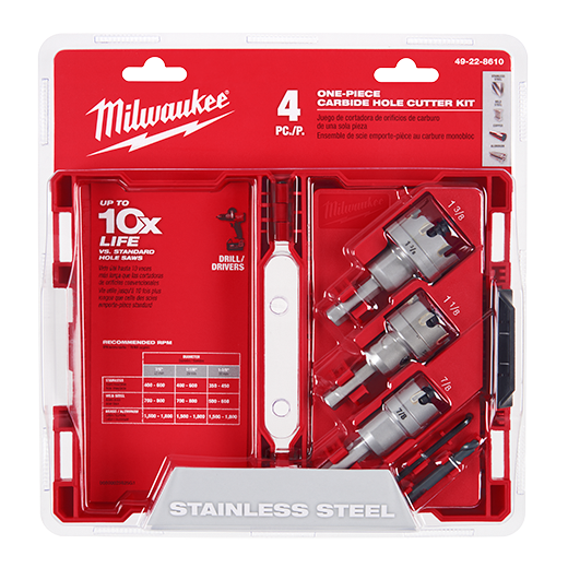 Milwaukee 4 Pieces Carbide Hole Cutters, Model 49-22-8610 | Orka.ca