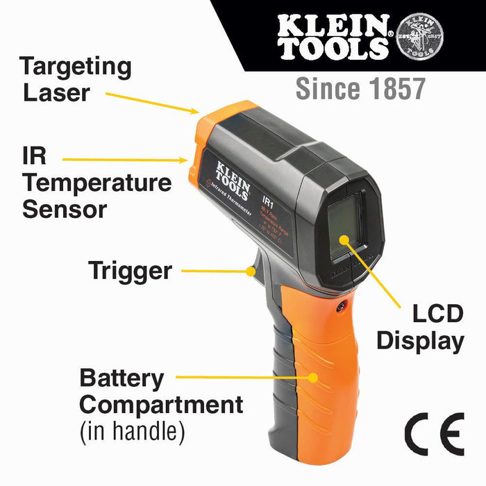 Klein Tools Infrared Thermometer with Targeting Laser, 10:1, Model IR1 - Orka