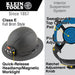 Klein Tools Hard Hat, Premium KARBN, Non-Vented Full Brim, Class E with Headlamp, Model 60346 - Orka
