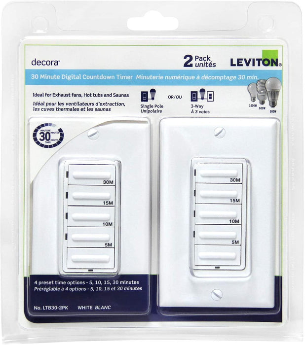 Leviton Package of 2 Preset 30 Minutes Timer, Model LTB30-756 - Orka