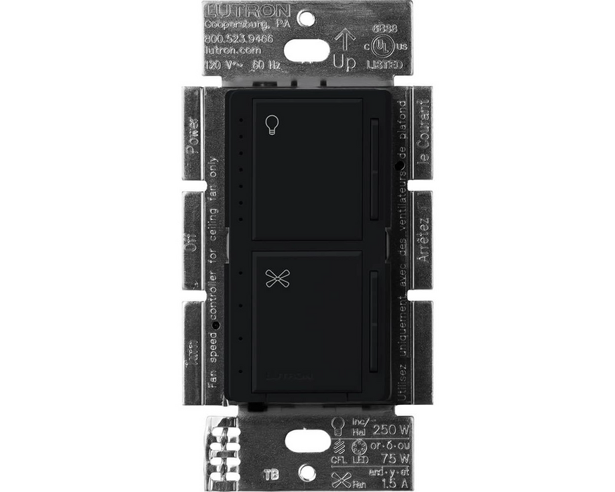 Contrôleur de ventilateur et variateur d'éclairage Lutron Black Maestro, modèle MACL-LFQ-BL*