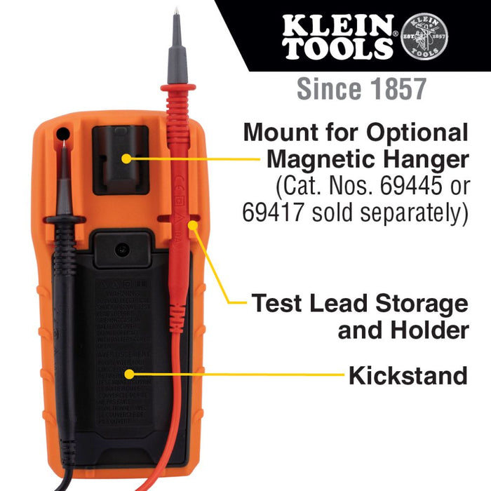 Klein Tools Digital Multimeter, TRMS Auto-Ranging, 600V, Temp, Model MM420