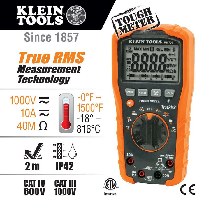 Klein Tools Digital Multimeter TRMS/Low Impedance, 1000V, Model MM700 - Orka