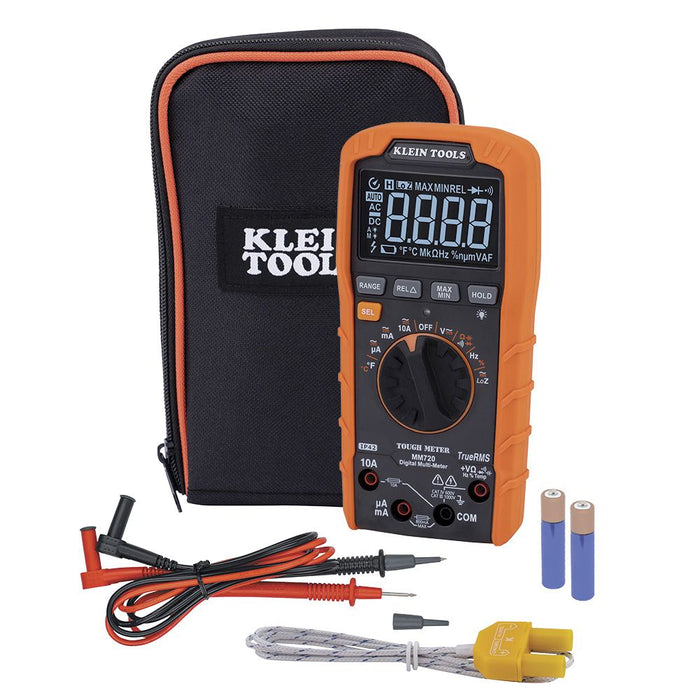 Klein Tools Digital Multimeter, TRMS Auto-Ranging, 1000V, Temp, Low Impedance, Model MM720*