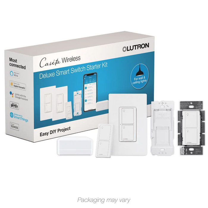 Ensemble de 2 interrupteurs intelligents muraux Lutron Caseta, modèle P-BDG-PKG2WS-WHC*
