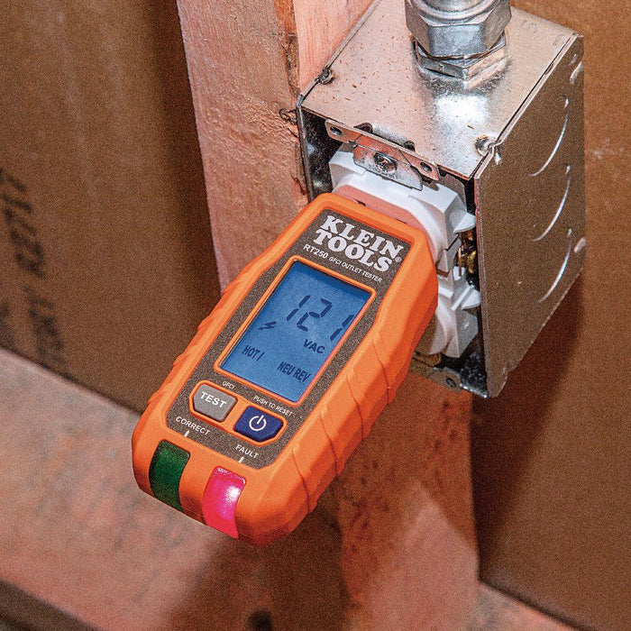Klein Tools GFCI Receptacle Tester with LCD, Model RT250 - Orka
