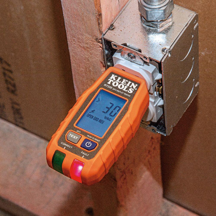 Klein Tools GFCI Receptacle Tester with LCD, Model RT250 - Orka