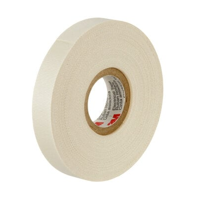 3M Scotch Glass Cloth Electrical Tape, White, 1/2in x 66ft, Rubber Thermosetting Adhesive, Model 27-1/2X66