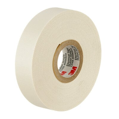 3M Scotch Glass Cloth Electrical Tape, White, 3/4in x 66ft, Rubber Thermosetting Adhesive, Model 27-3/4X66
