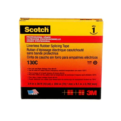 3M Scotch Linerless Rubber Splicing Tape, Black, Model 130C-3/4x30 - Orka