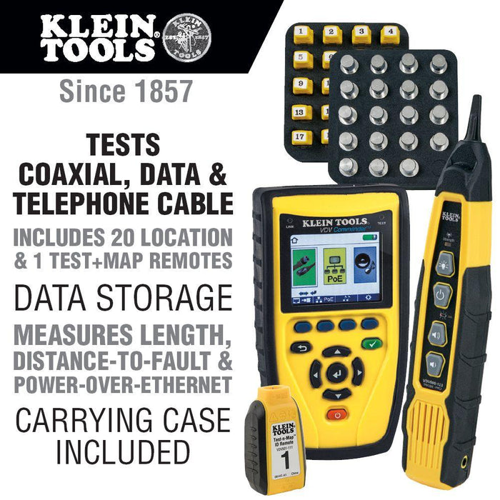 Klein Tools Cable Tester, Commander VDV Tester and Test-n-Map Remote Kit, Model VDV501-829* - Orka